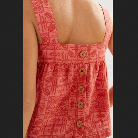 ANTHROPOLOGIE Embroidered Button-Back Tank Top - Picture 3 of 4
